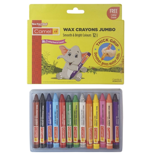 Picture of Camlin Wax Crayons 1000J - 12 shades + 1 Glitter (Free)