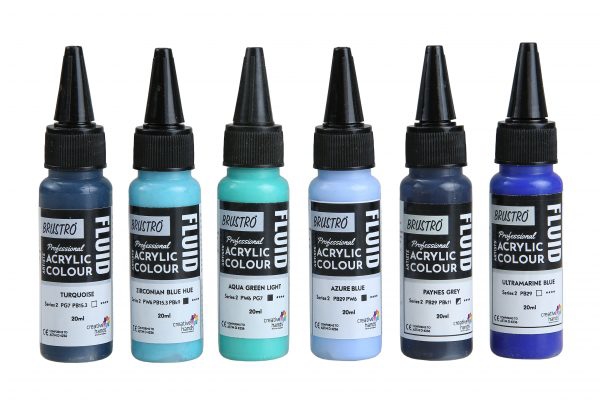Picture of Brustro Professional Artists Fluid Acrylic 20 ml Beyond The Blues Pack of 6