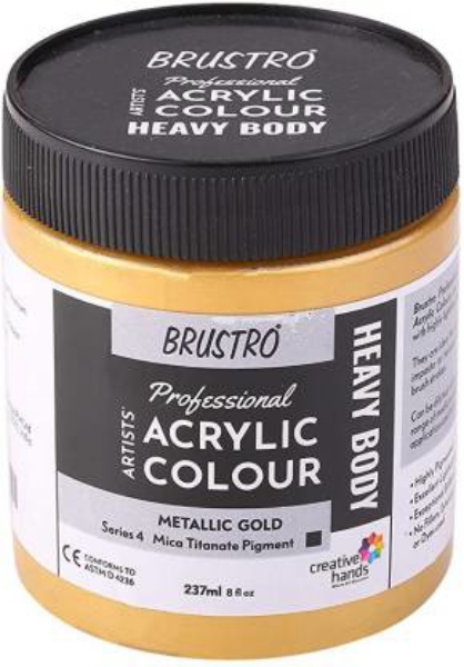 Picture of Brustro Heavy Body Acrylic Metallic Gold 237ML-Sr4
