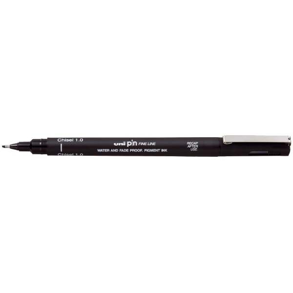 Picture of Uni-Ball Pin CS1-200 Chisel 1.0mm Fine Line Markers, Black
