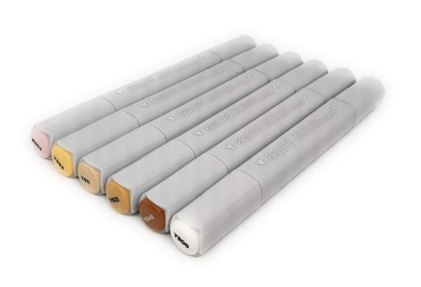 Picture of Brustro Twin Tip Alcohol Based Marker Set Of 6 Skin Tones