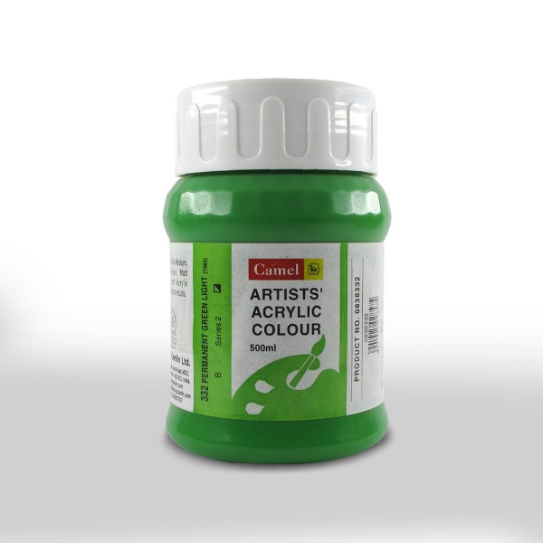 Picture of Camlin Acrylic colour Bottle - Sr2-500Ml Permanent Green Light