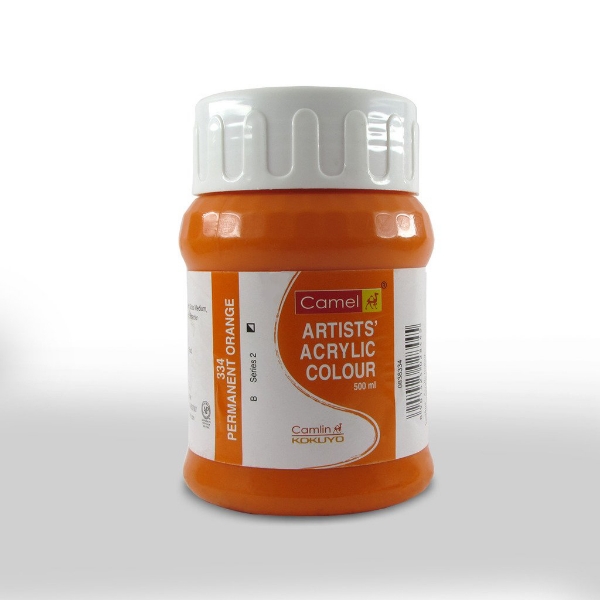 Picture of Camlin Acrylic Colour Bottle - SR2 500ml Permanent Orange