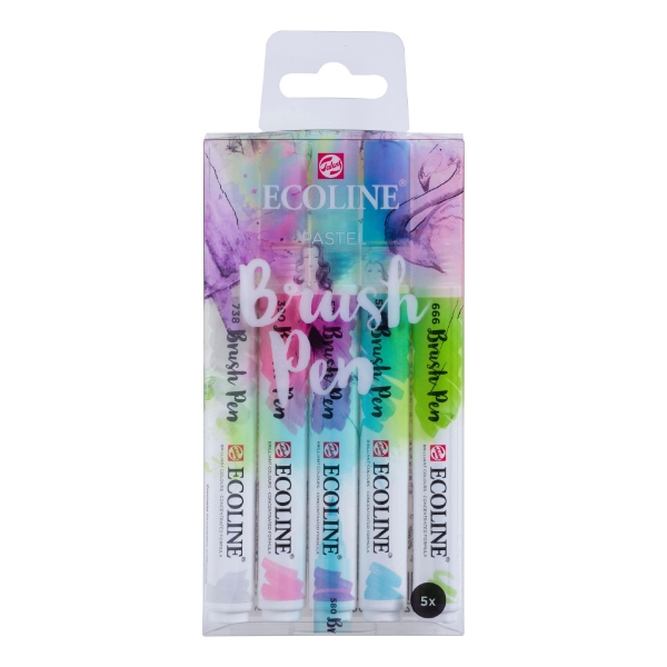 Ecoline Brush Pen Set Of 5 Pastel Colours 