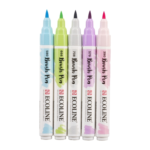 Picture of Ecoline Brush Pen Set Of 5 Pastel Colours