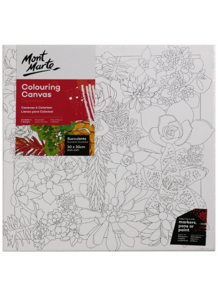 Picture of Mont Marte Colouring Canvas - 30x30cm Succulents (3030)