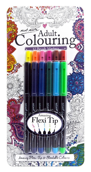 Picture of Mont Marte Colouring Brush Markers Set - 12 Pieces