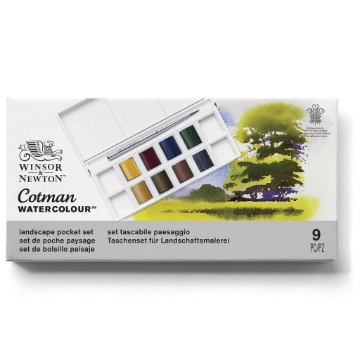 Picture of Winsor & Newton Cotman Watercolour Landscape Set 8 Half Pans with Brush