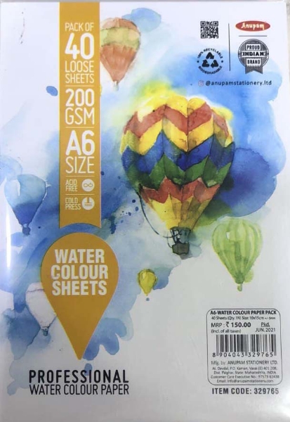 Picture of Anupam A6 Watercolour Paper - Pack of 40 Sheets (200GSM)