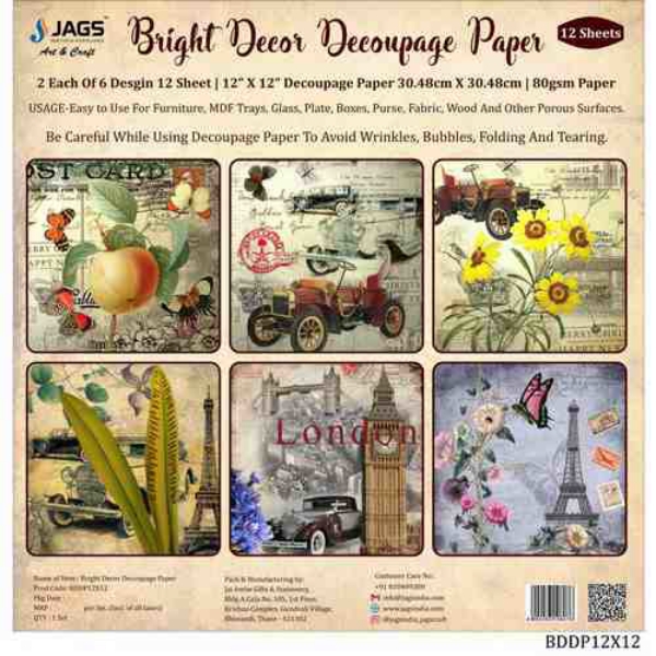 Picture of HTC Craft Bright Decor Decoupage Paper (BDDP12X12)