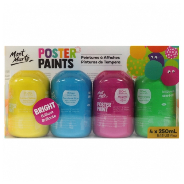 Picture of Mont Marte Poster Paint Set of 4 - Bright (250ml)