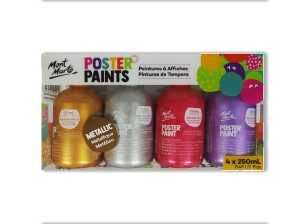 Picture of Mont Marte Poster Paint Set of 4 - Mettalic (250ml)