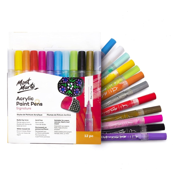 Mont Marte Acrylic Paint Pens Set of 12 (Fine Tip)