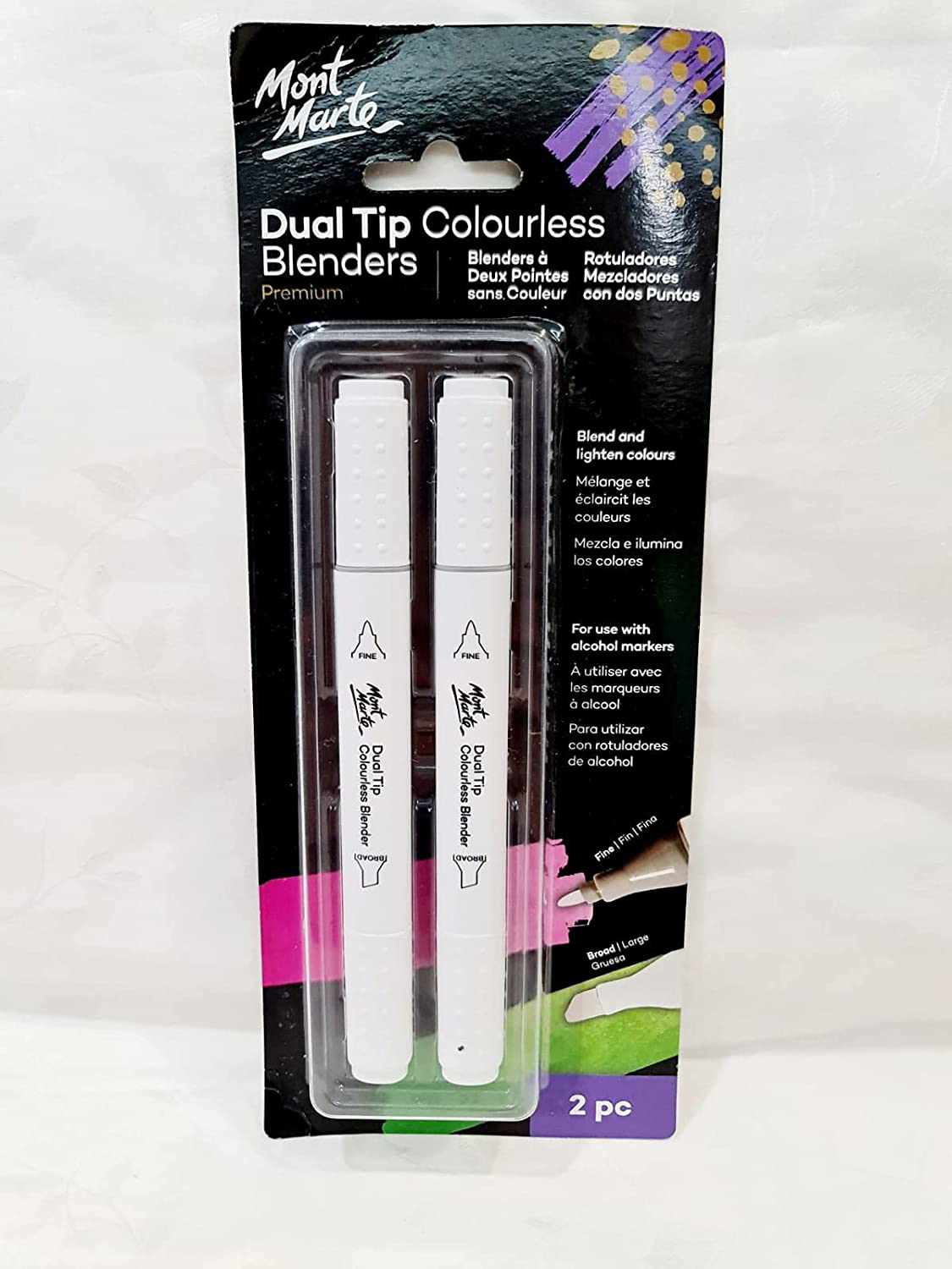 Mont Marte Dual Tip Colourless Blender Set Of 2