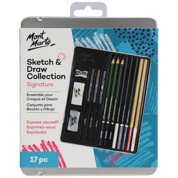 Basics Sketch and Drawing Art Pencil Kit 17 Piece Set Charcoal Black  White