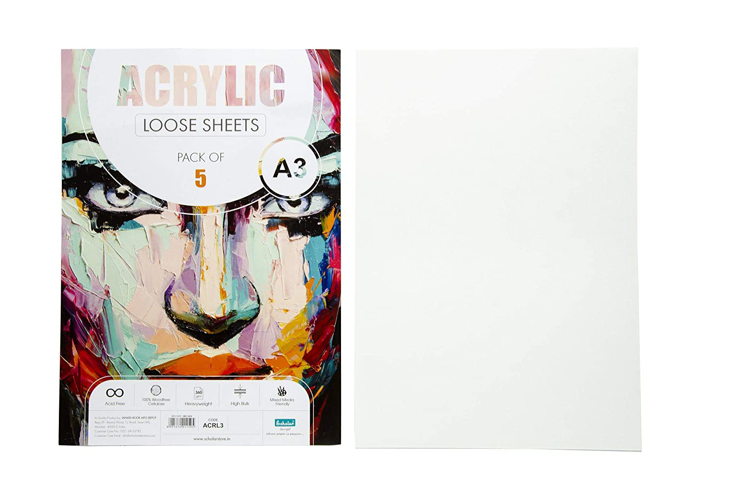 Scholar A3 Acrylic Painting Paper 360gsm (5 Sheets)