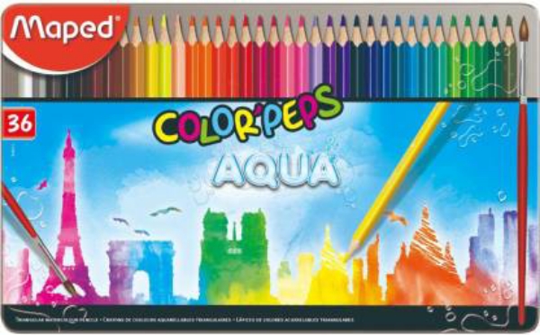 Picture of Maped Color'Peps Aqua Water Colour Pencils Set Of 36 (Metal Box)