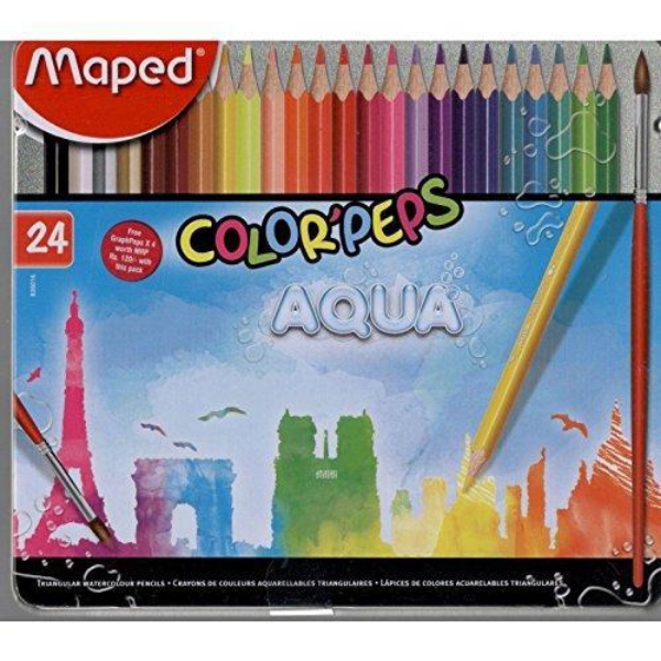 Picture of Maped Color'Peps Aqua Water Colour Pencils Set Of 24 (Metal Box)