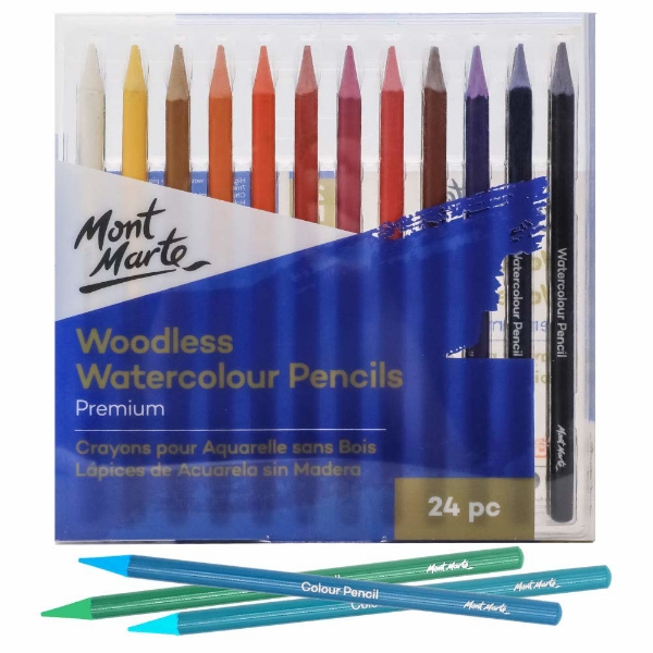 Picture of Mont Marte Woodless Watercolour Pencils Premium - 24 Pieces