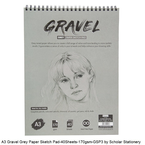 Picture of Scholars Gravel Grey Paper Sketch Pad A3 170gsm 40 Sheets