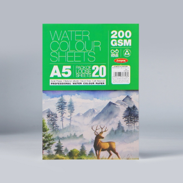 Picture of Anupam Watercolour Sheets 200gsm A5 20 Sheets