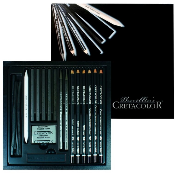 Picture of Cretacolor Black Box Charcoal Pencils Drawing - Set of 20 (Tin Box)