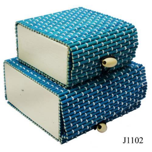 Picture of HTC Bamboo Jewellery Box 2pc Set Square (colour may vary)