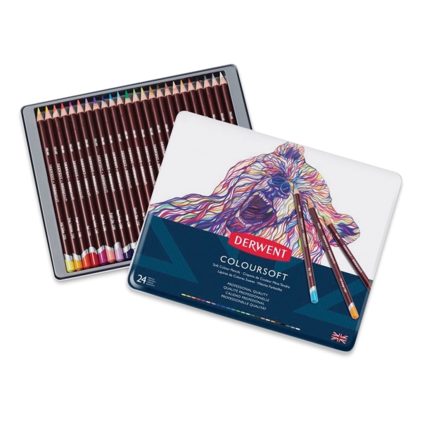 Picture of Derwent Coloursoft Pencils - Tin of 24
