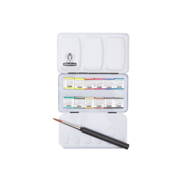 Picture of Schmincke Finest Artist Watercolours 12 x ½ Pans and 1 Brush