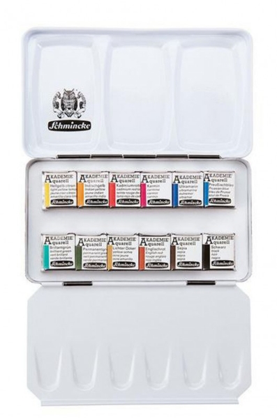 Picture of Schmincke Akademie Artists Quality Watercolours 12 Half Pan Set
