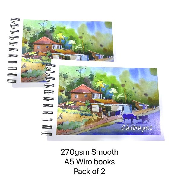 Picture of Chitrapat Watercolour Sketchbook (SPIRAL) A5 270gsm Smooth 25 Sheets pack of 2 