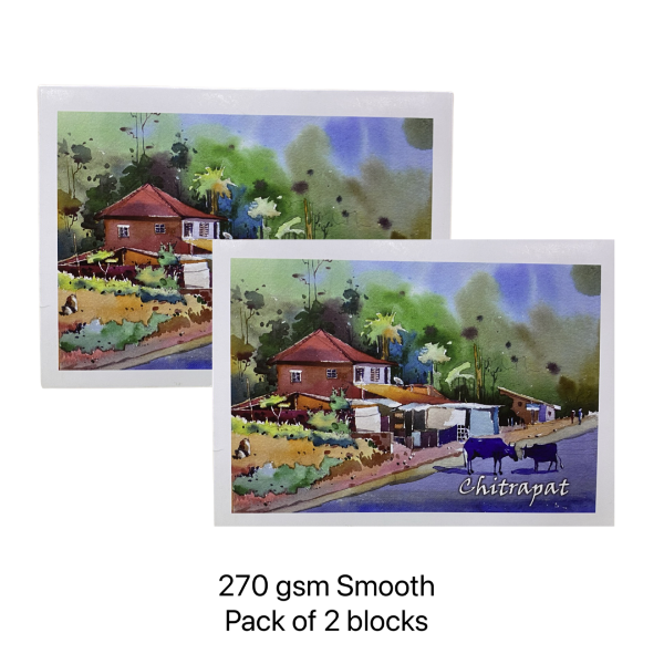 Picture of Chitrapat Watercolour Paper Block A5 270gsm Smooth 25 Sheets pack of 2 (Including Shipping Charges)
