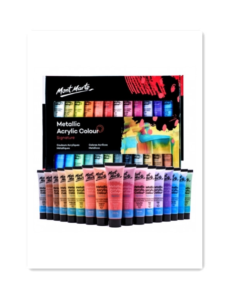 Picture of Mont Marte Metallic Acrylic Colour Paint - Set of 24 (36ml)
