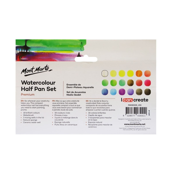 Picture of Mont Marte Watercolour Half Pan - Set of 22