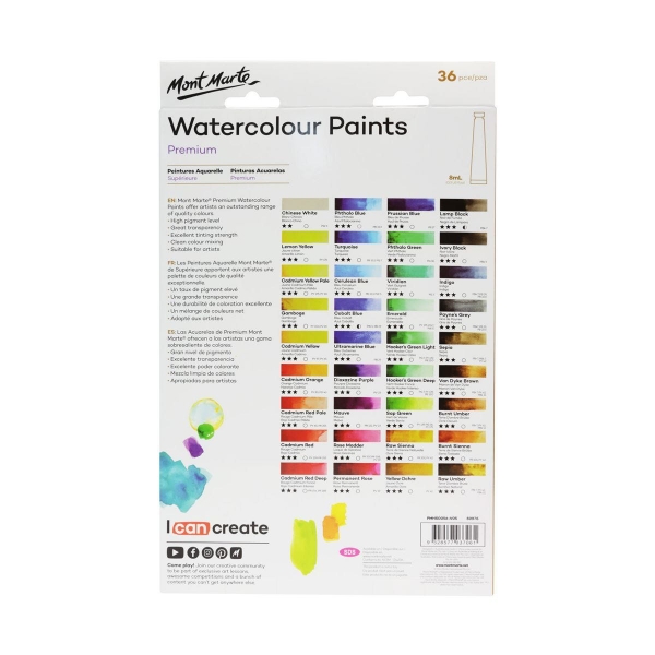 Picture of Mont Marte Premium Watercolour Paints - Set of 36 (8ml)