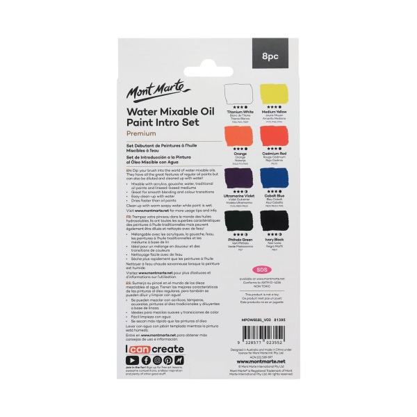 Picture of Mont Marte Water Mixable Oil Paint - Set of 8 (18ml)
