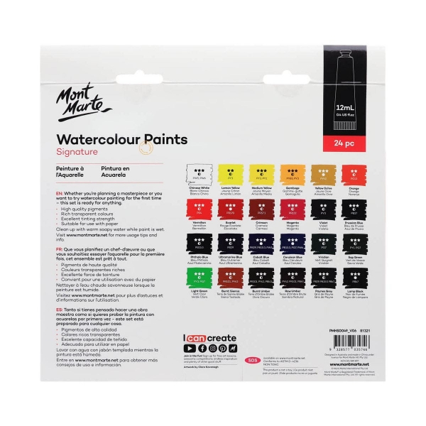 Picture of Mont Marte Water Colour Paints - Set of 24 (12ml)