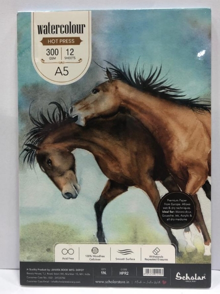 Picture of Scholar Watercolour Pad 300gsm Hot pressed 12 sheets - A5