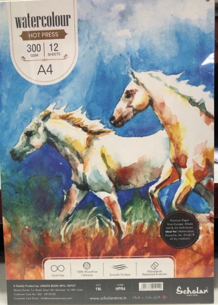Picture of Scholar Watercolour Pad 300gsm Hot pressed 12 sheets - A4