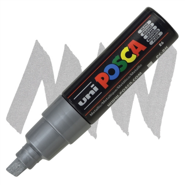 Uni Posca Marker Chisel Tip Silver 8mm