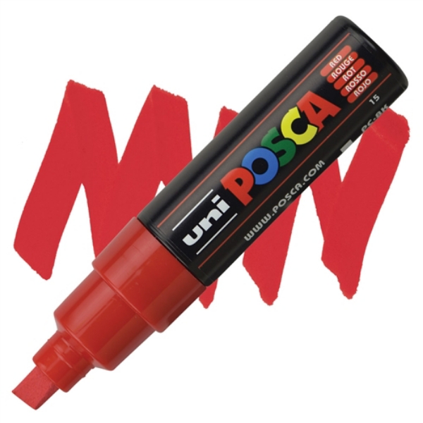 Uni Posca Marker Chisel Tip Red - 8mm