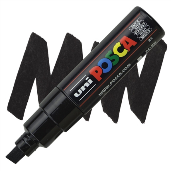Uni Posca Marker Chisel Tip Black 8mm
