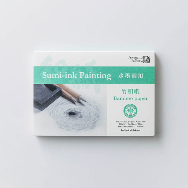 Picture of Awagami Sumi Ink Painting Bamboo paper Pad 250GSM (22.8x15.8cm)