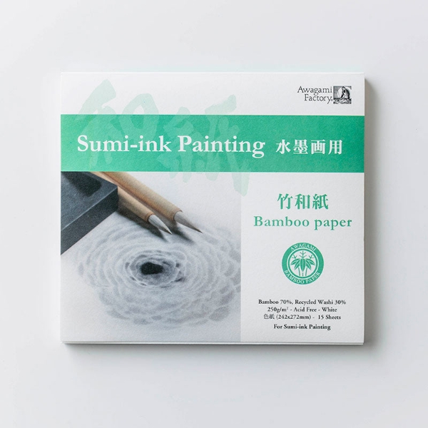 Picture of Awagami Sumi Ink Painting Bamboo paper Pad 250GSM (27.2x24.2cm)