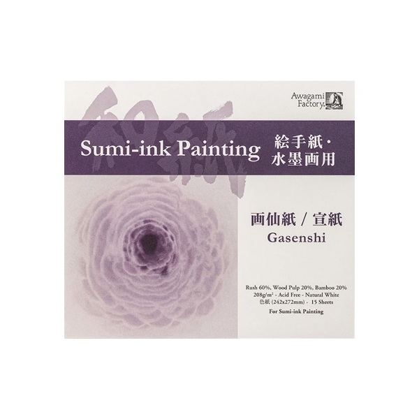 Picture of Awagami Sumi Ink Painting Gasenshi Pad 208 GSM - (27.2x24.2cm)
