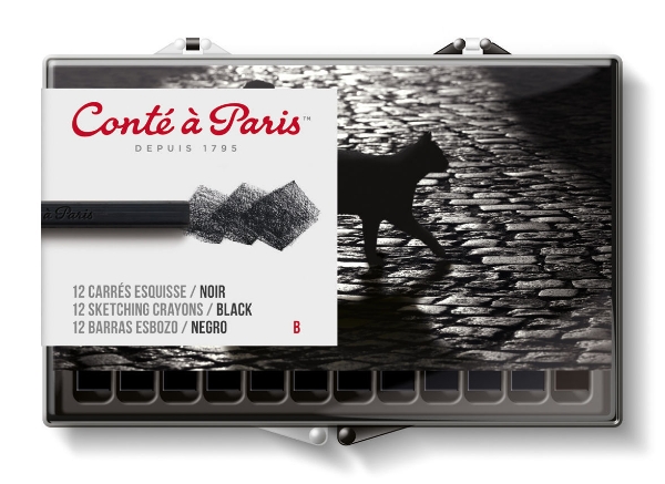 Picture of Conte a' Paris Sketching Crayons Set of 12 - Black
