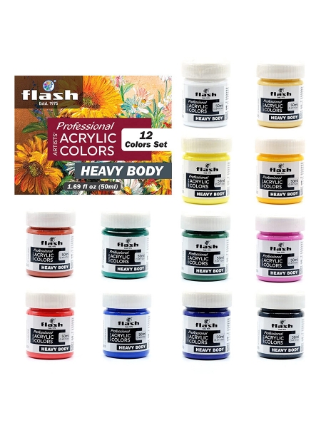 Picture of Flash Artists Acrylic Heavy Body Colors Set of 12x50ml