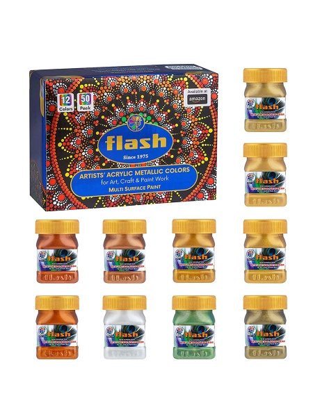 Picture of Flash Artists Acrylic Metallic  Colors Set of 12x50ml 