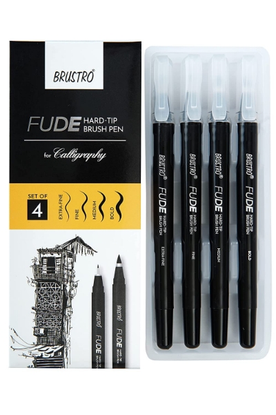 Picture of Brustro Fude Hard Tip Brush Pen Set of 4