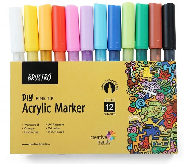 Picture of Brustro Diy Acrylic Marker Set of 12 (0.8mm) 
